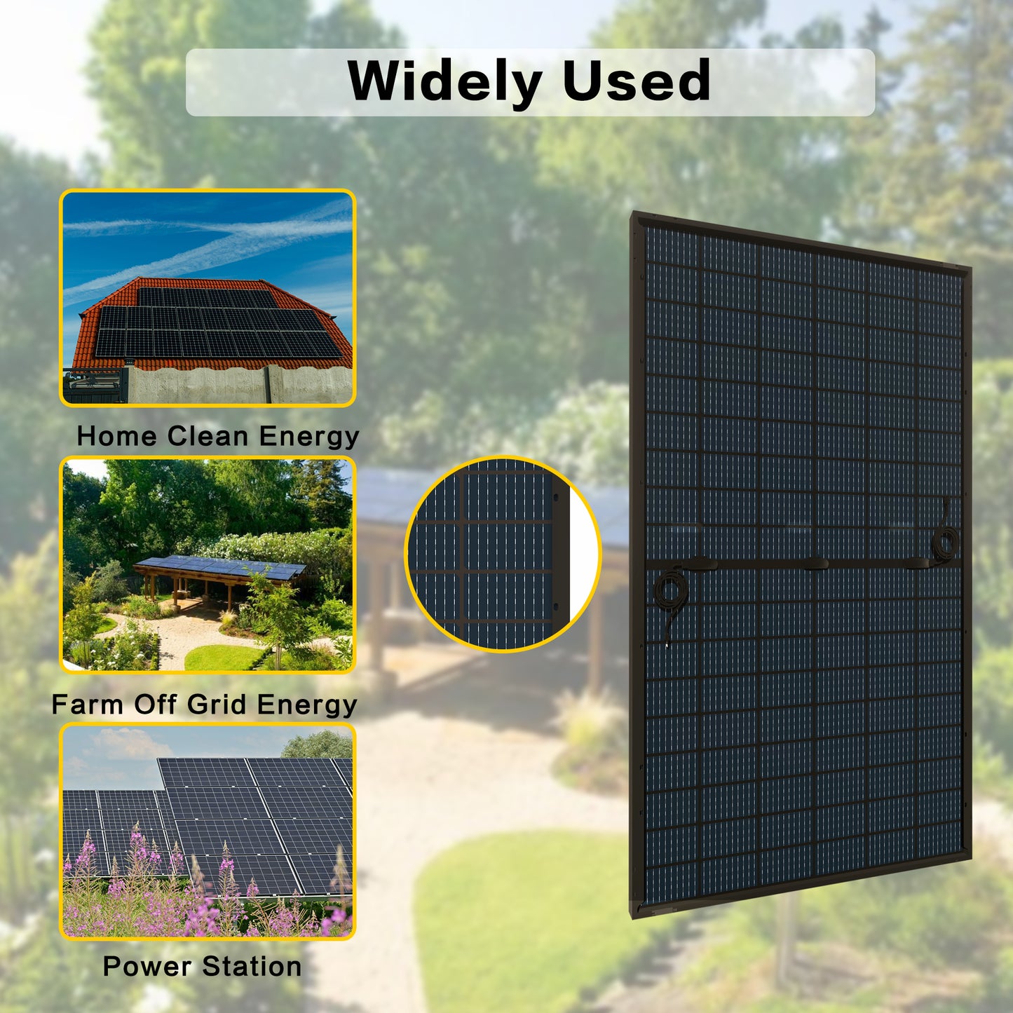 JJN Bifacial 800 Watt Solar Panels 2 Pieces 400 watt solar panels Mono. Watt Solar Panel Max. 4000 Wh Per Day
