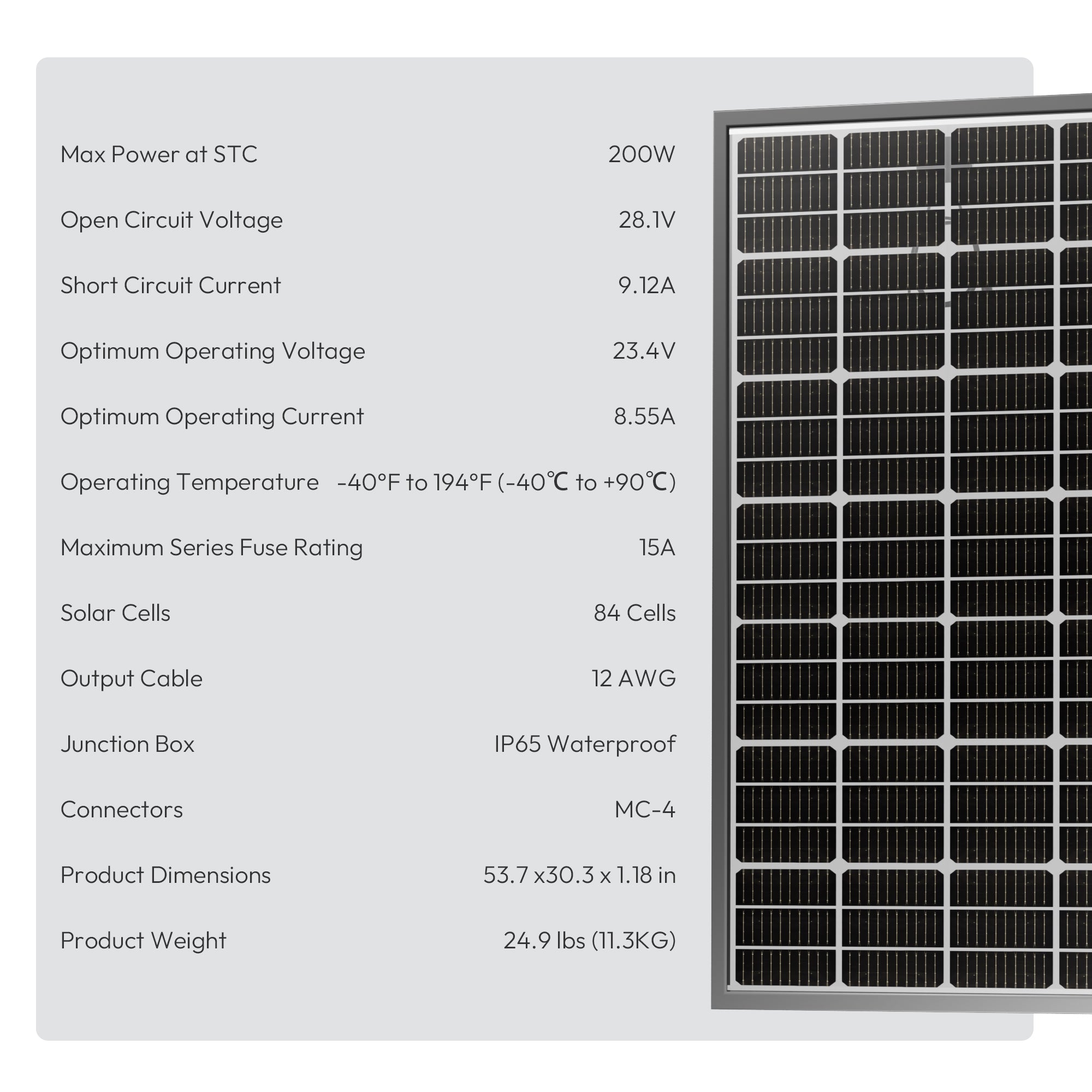 Bifacial 200W Monocrystalline Solar Panel