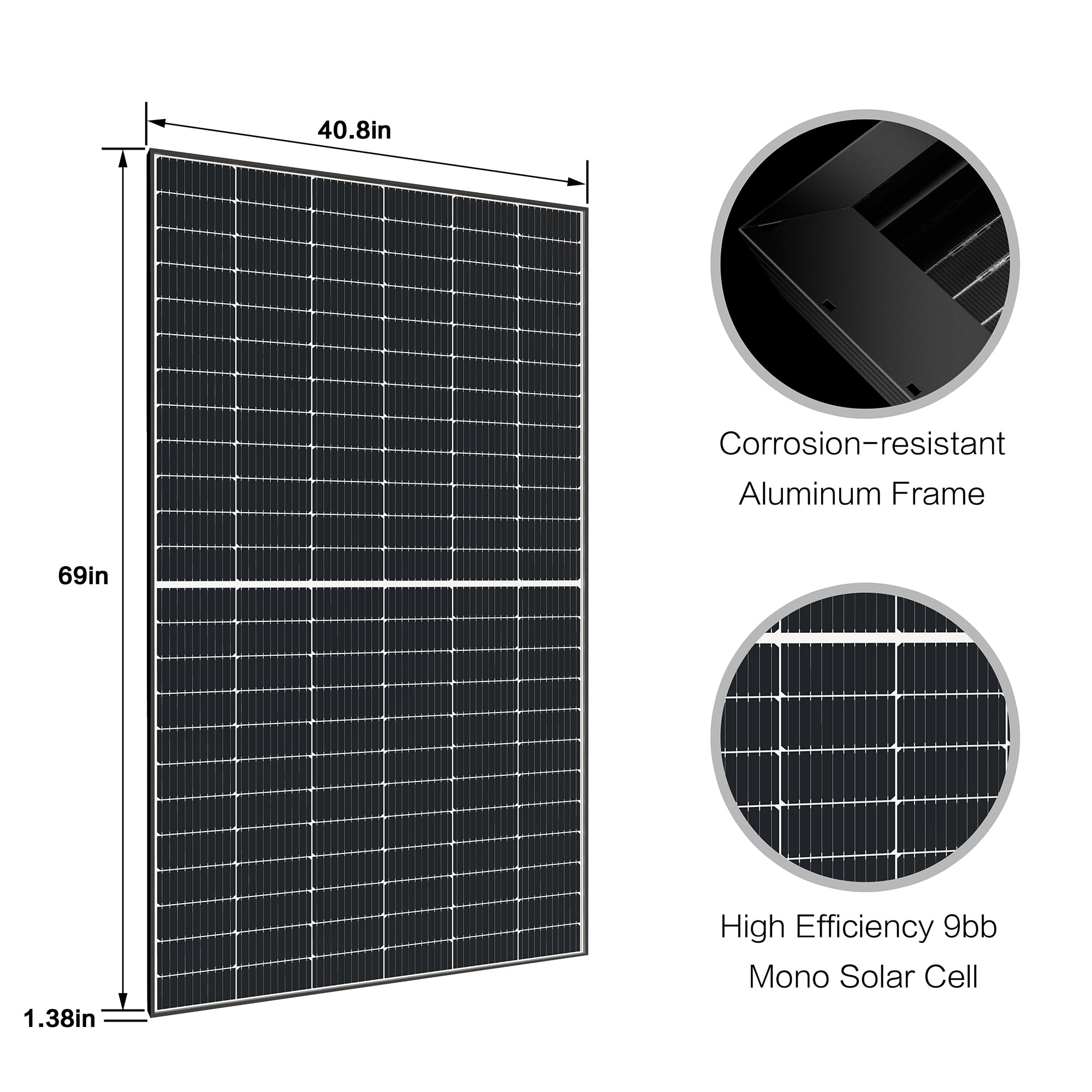 JJN 9BB Bifacial Solar Panel 12V/24V 31PCS 365W Monocrystalline Kit, High-Efficiency Mono Cells Off-Grid Charge System for House Rooftop Residential Commercial Home Marine Boat Shed Farm