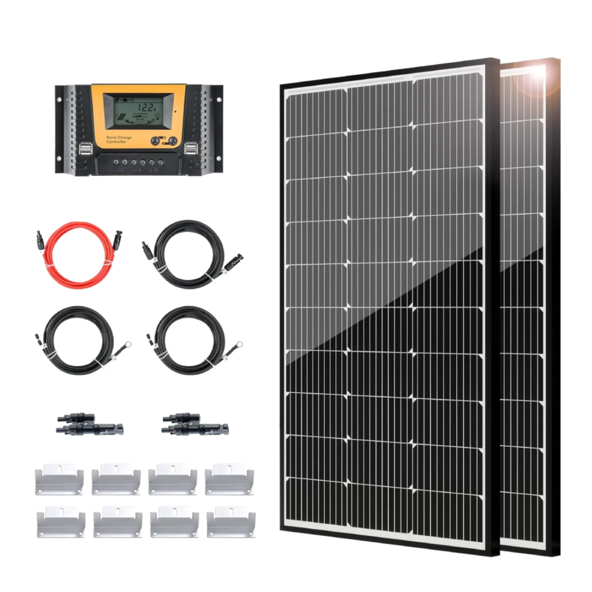 jjn solar panels 200w with wire and pwm