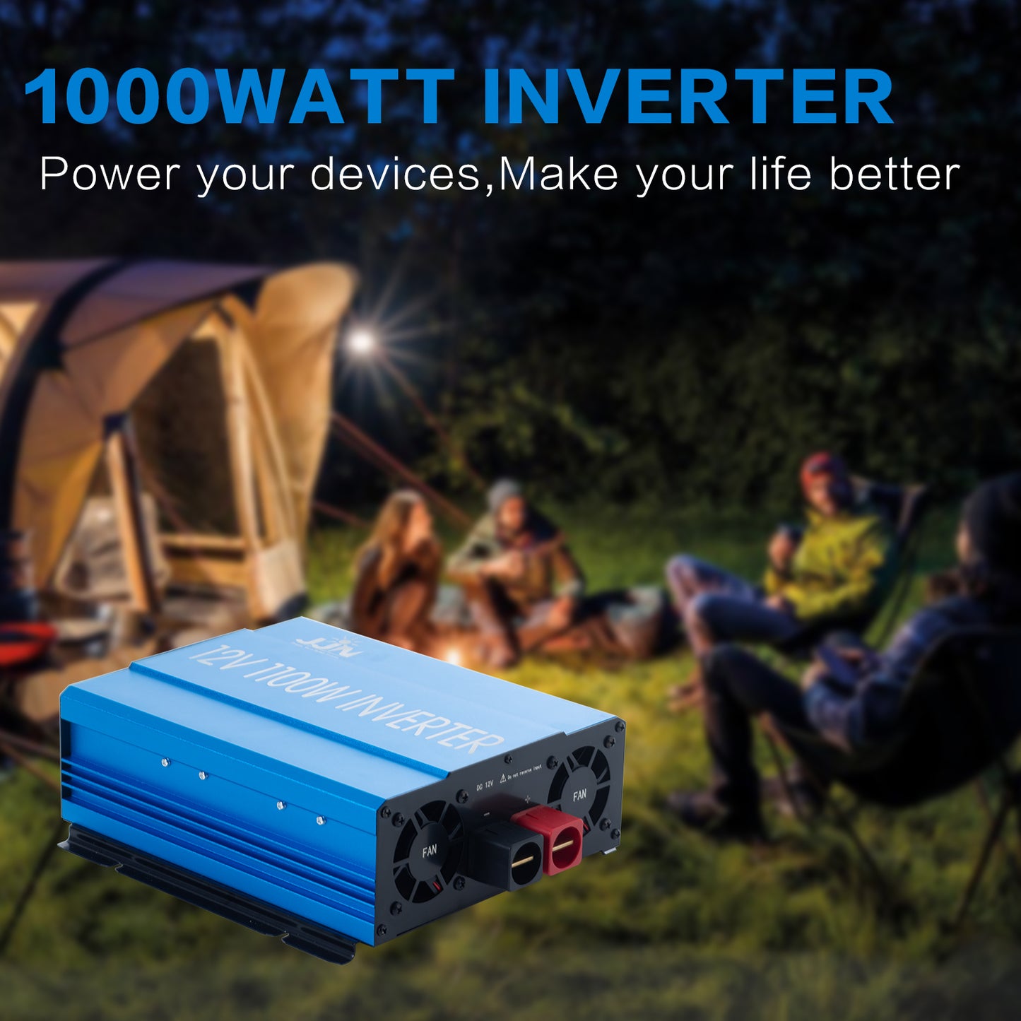 JJN Power Inverter, 1100 Watt Modified Sine Wave Inverter