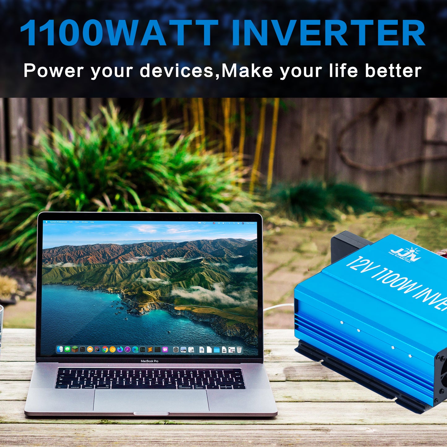 JJN Power Inverter, 1100 Watt Modified Sine Wave Inverter