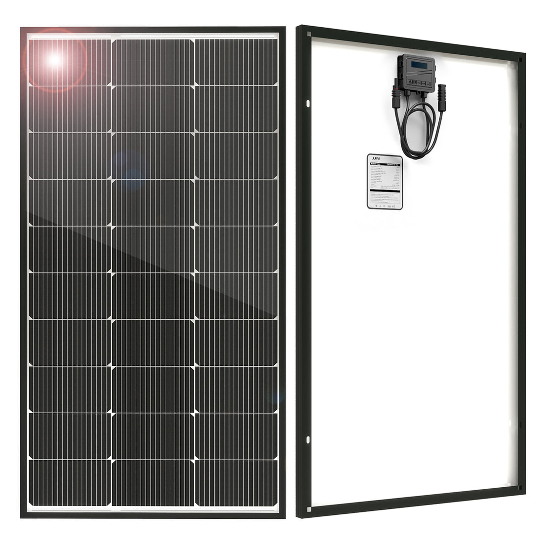 [Upgraded] JJN 100 Watt Solar Panel, N-Type 16BB High Efficiency 12 Volt Solar Panels, 25% High Coversion Rate Solar Module PV Charge for Boat Rooftop Caravan and Other Off-Grid System