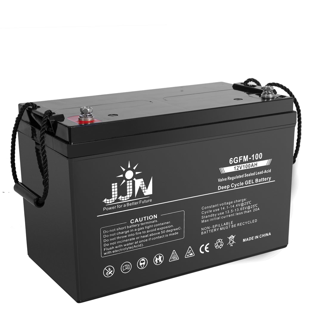 JJN 12V 100AH Deep Cycle Hybrid Gel Battery SLA VRLA Rechargeable AGM-Gel Automotive Batteries for Solar Wind RV Marine Camping UPS Wheelchair Trolling Motor, Maintenance Free