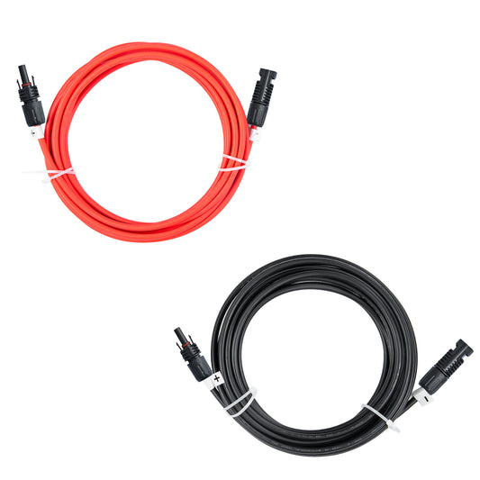 (20FT Black - 20Ft Red) 12AWG Solar Extension Cable - Male to Female Solar Connectors for Solar Panel Wire with Adapter Tool Kit, MC4 Extension Cable, 20 Feet