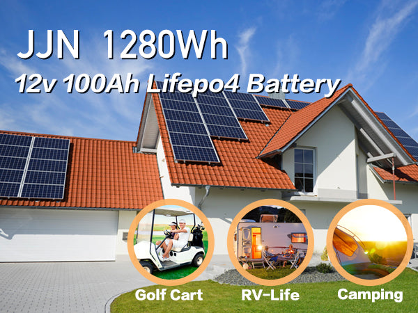 12V 100AH LiFePO4 Deep Cycle Lithium Battery for RV Marine Off-Grid Solar  System