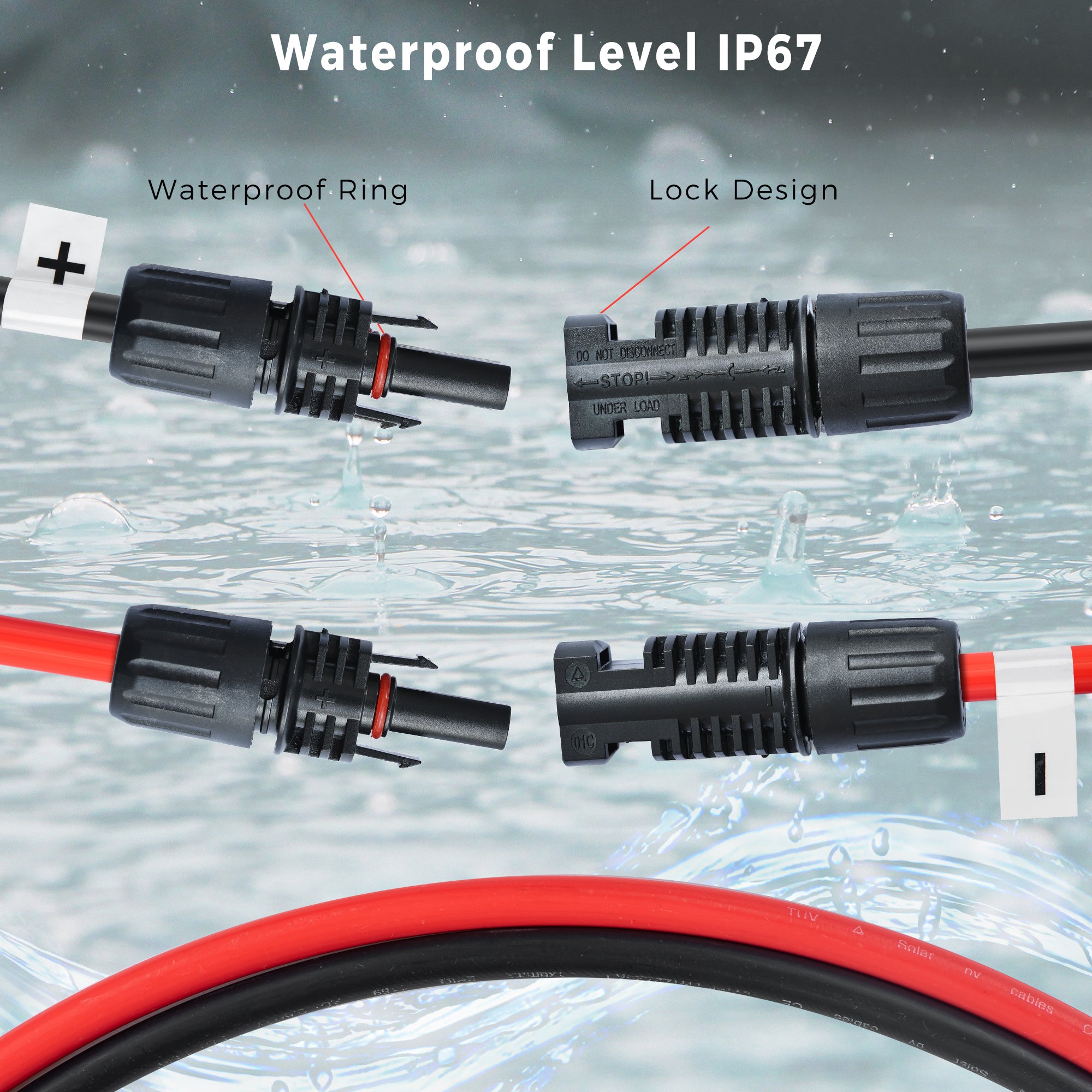Solar Panel Extension Cable with Male to Female Solar Connectors 20Feet 10AWG