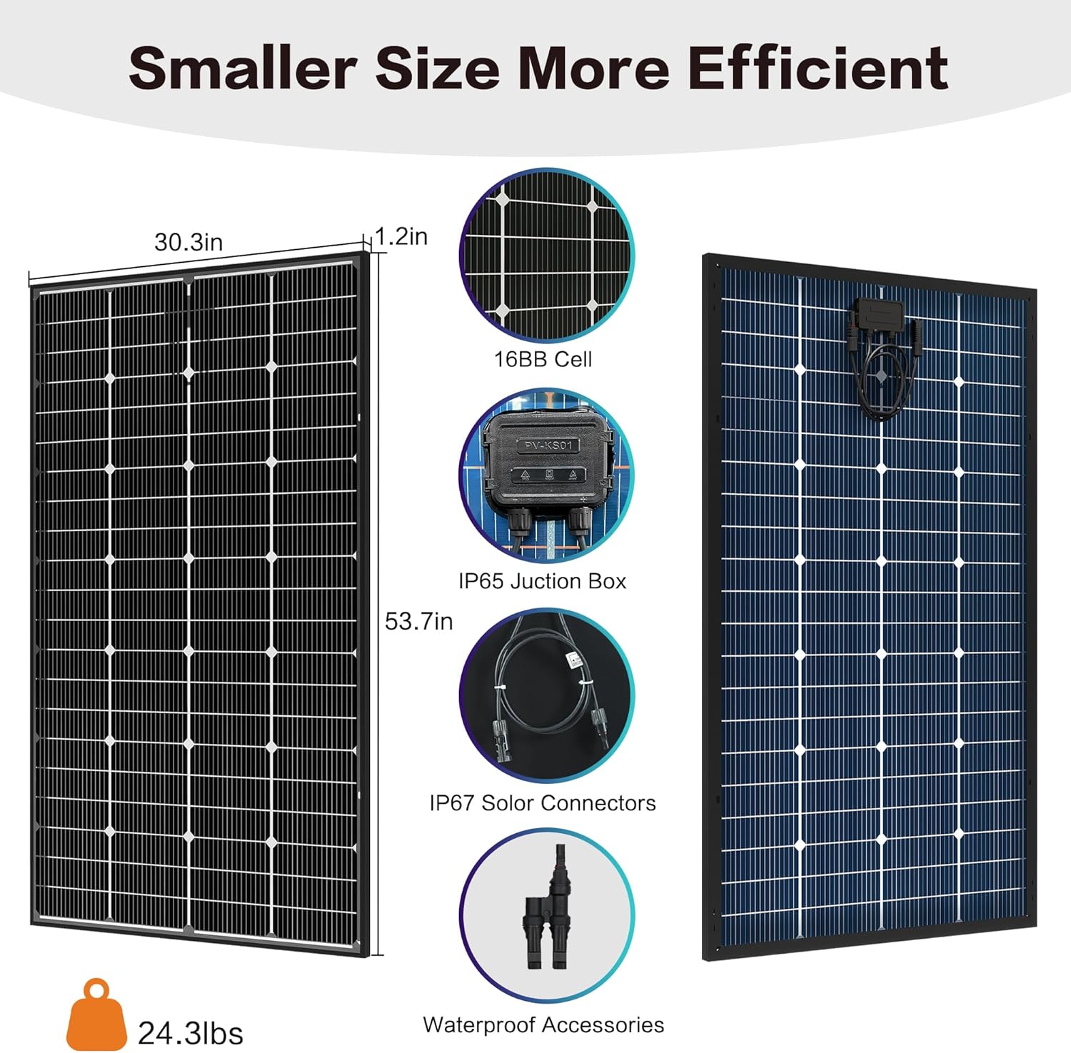 12V 200 Watt Bifacial  Solar Panel 16BB Mono High Efficiency Solar Panel
