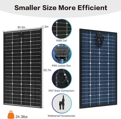 12V 200 Watt Bifacial  Solar Panel 16BB Mono High Efficiency Solar Panel