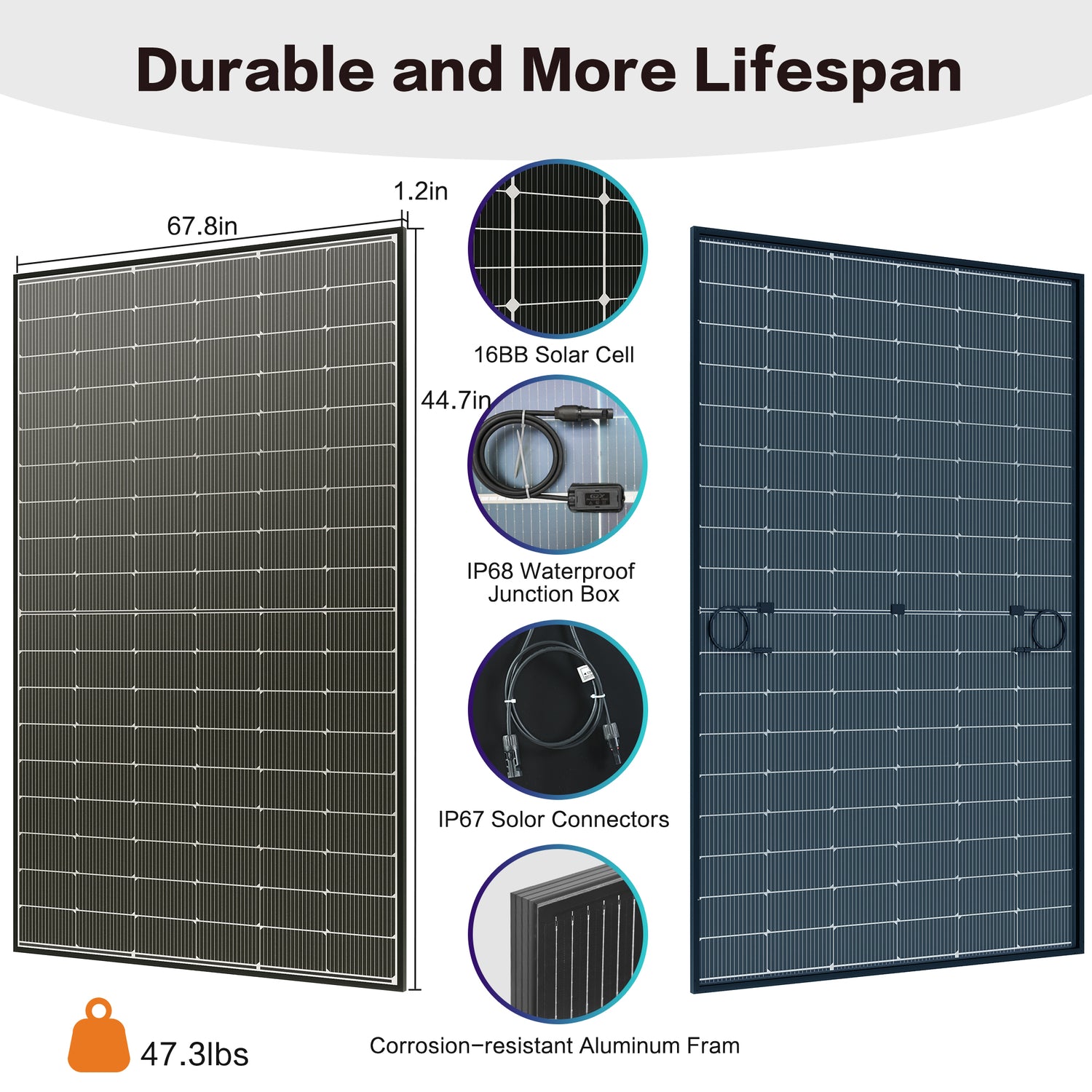 [New Arrival] 400 Watt Bifacial  Solar Panel 16BB N Type Solar Panels 12V  Mono High Efficiency Solar Panels