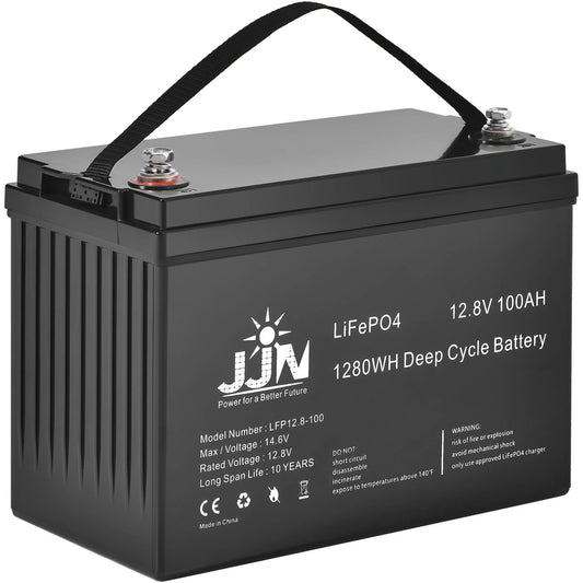 【Upgraded】JJN 100Ah 1280Wh LifePO4 Battery  6000+ Cycles Times Deep Cycle Battery