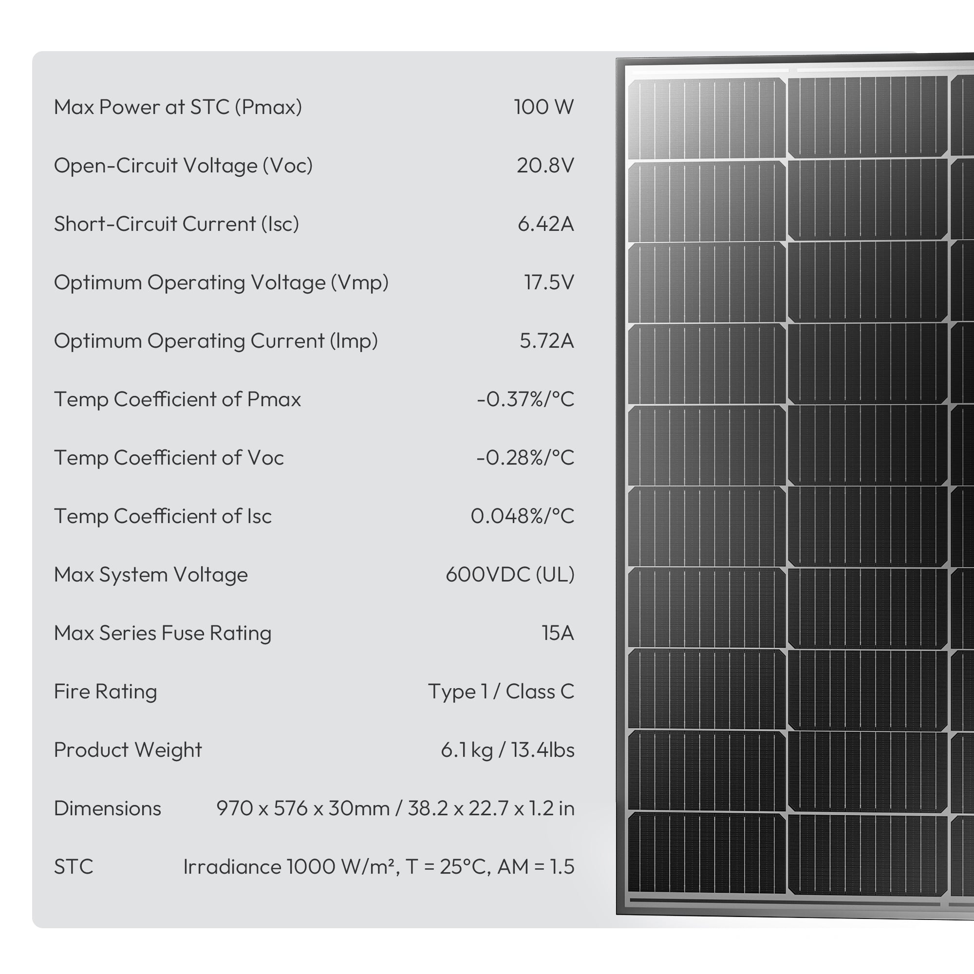 N-Type 100W Monocrystalline Solar Panel