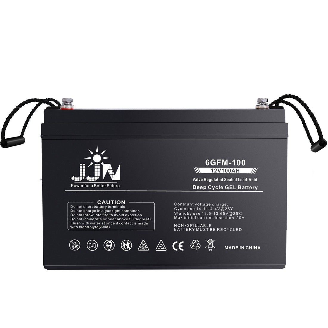 JJN 12V 100AH Deep Cycle Hybrid Gel Battery SLA VRLA Rechargeable AGM-Gel Automotive Batteries for Solar Wind RV Marine Camping UPS Wheelchair Trolling Motor, Maintenance Free