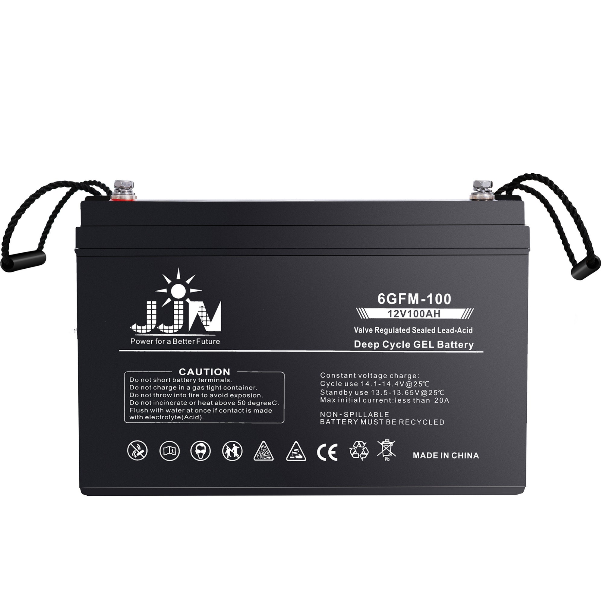 JJN 12V 100AH Deep Cycle Hybrid Gel Battery SLA VRLA Rechargeable AGM-Gel Automotive Batteries for Solar Wind RV Marine Camping UPS Wheelchair Trolling Motor, Maintenance Free