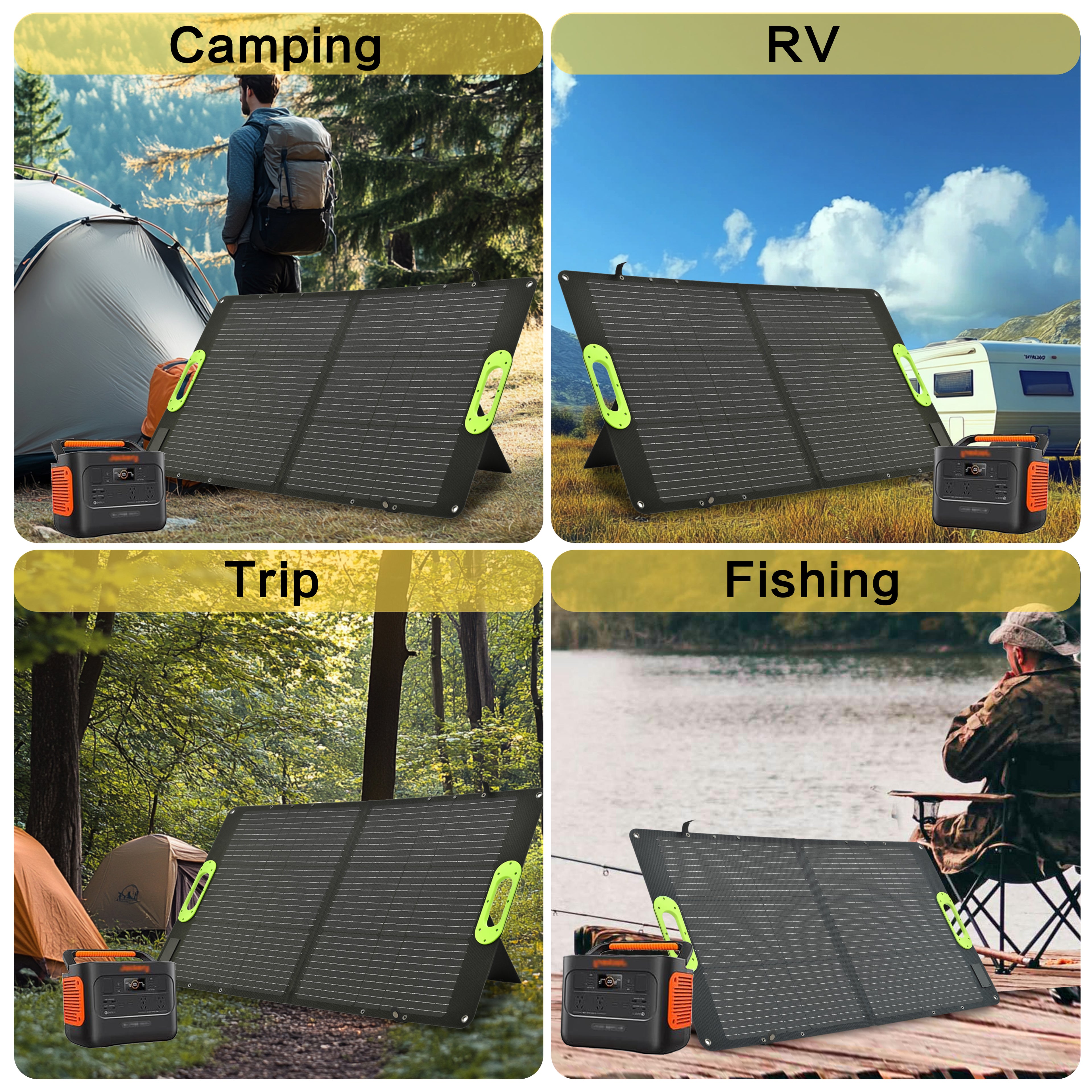 Portable Solar Panel 100W Folding Solar Panels for Portable Power Station Generator Outdoor Camping Van RV Trip
