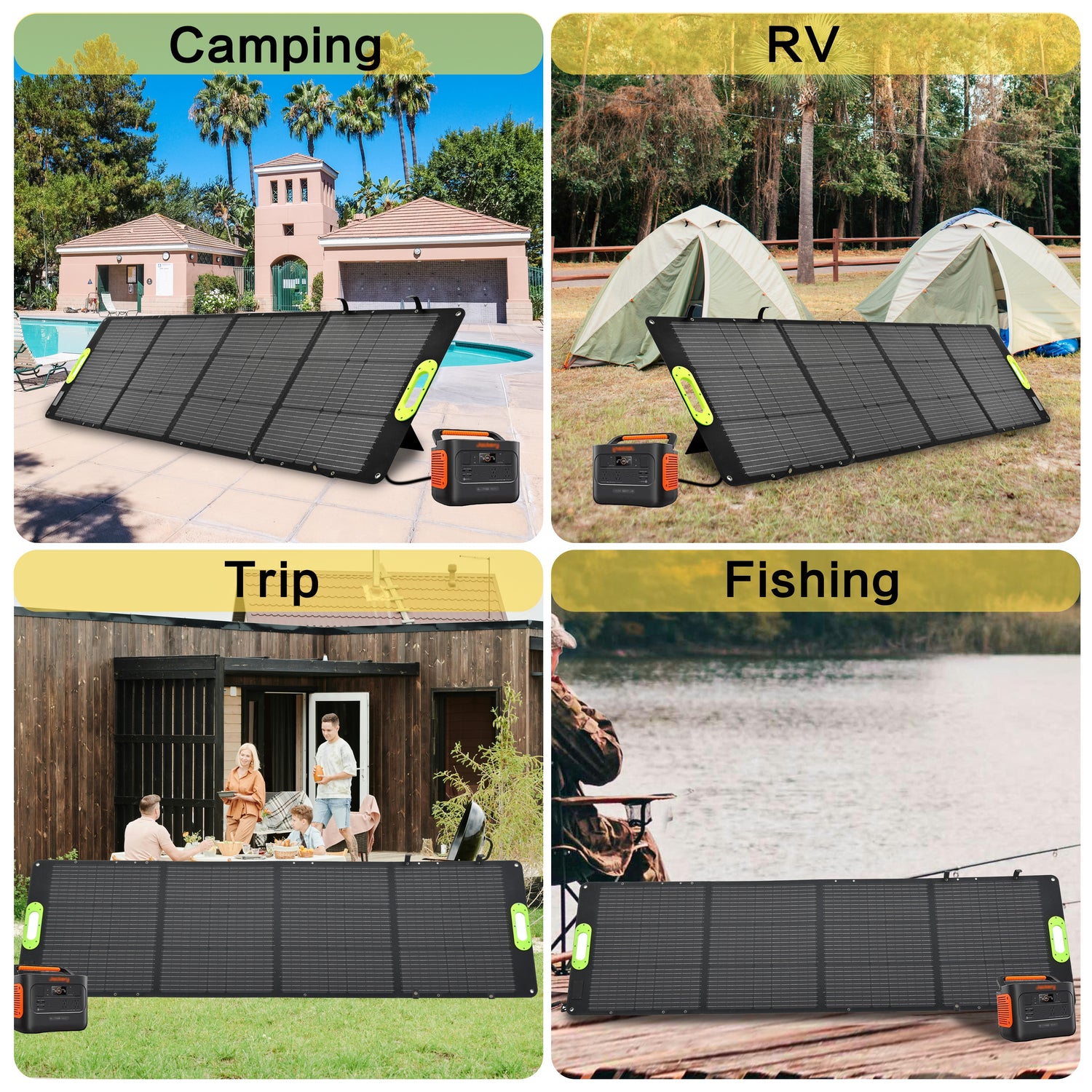 Portable Solar Panel 200W Folding Solar Panels for Portable Power Station Generator Outdoor Camping Van RV Trip