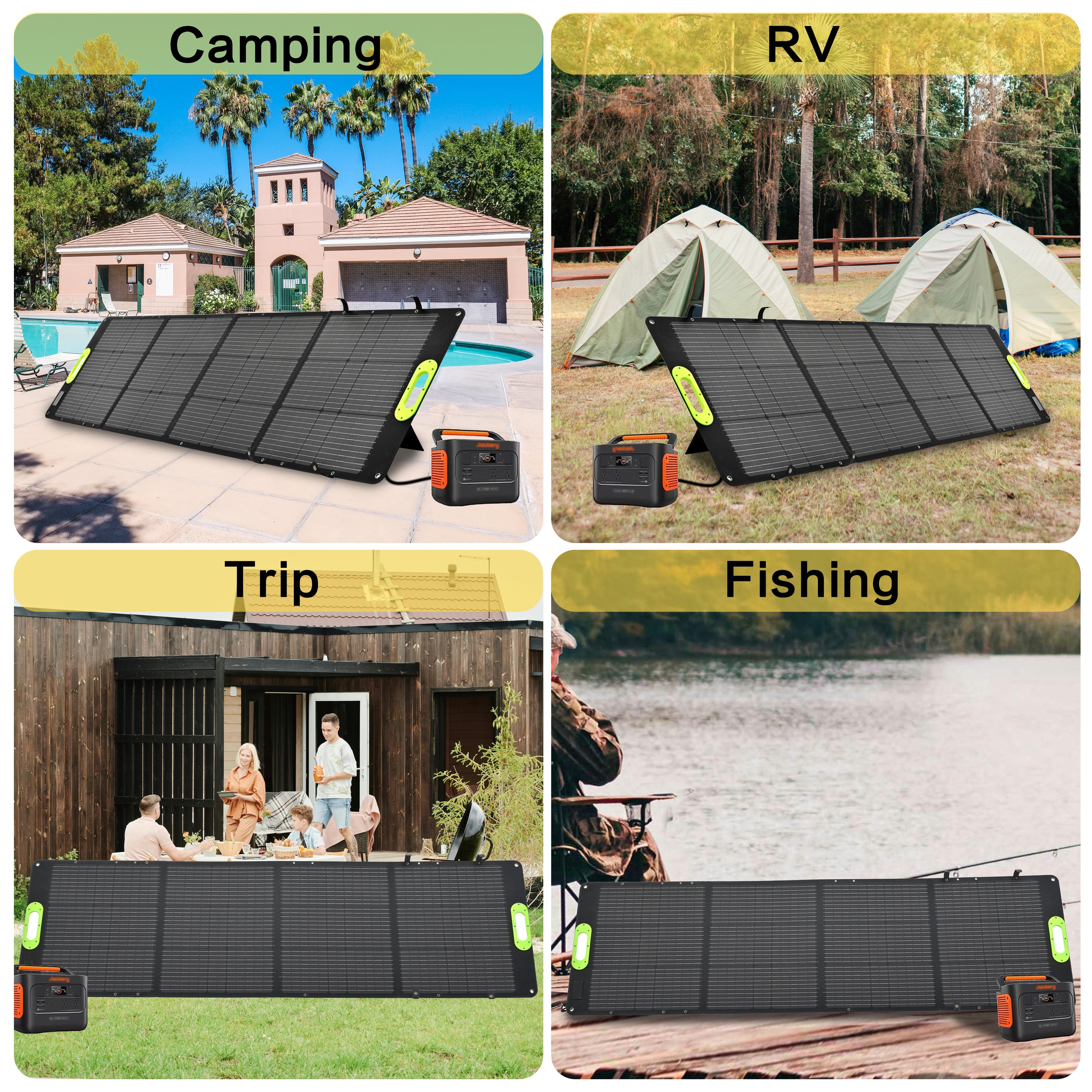 Portable Solar Panel 200W Folding Solar Panels for Portable Power Station Generator Outdoor Camping Van RV Trip
