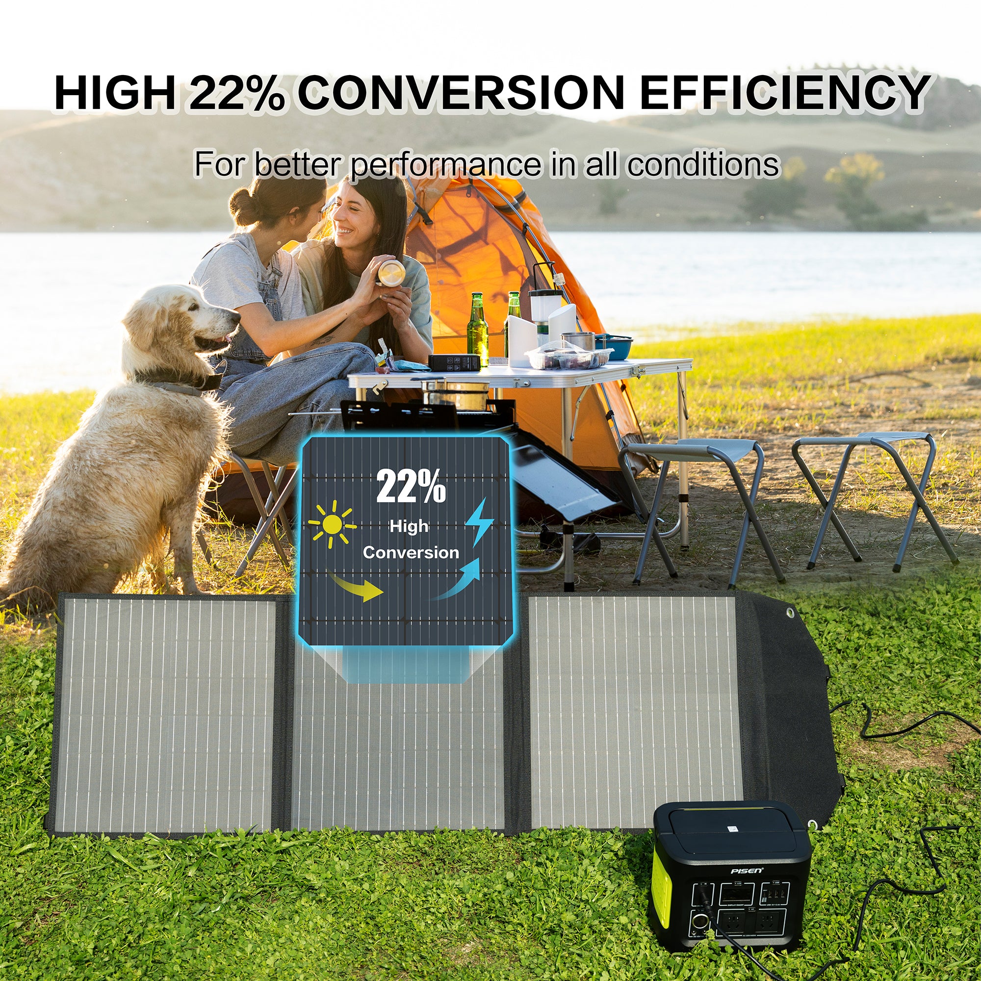 Portable Solar Panel 100W Foldable Solar Panels with Charge Controller Monocrystalline Solar Charger with PD 60W USB/Type-C/DC/QC 3.0 for Portable Power Station Generator Outdoor Camping Van RV Trip