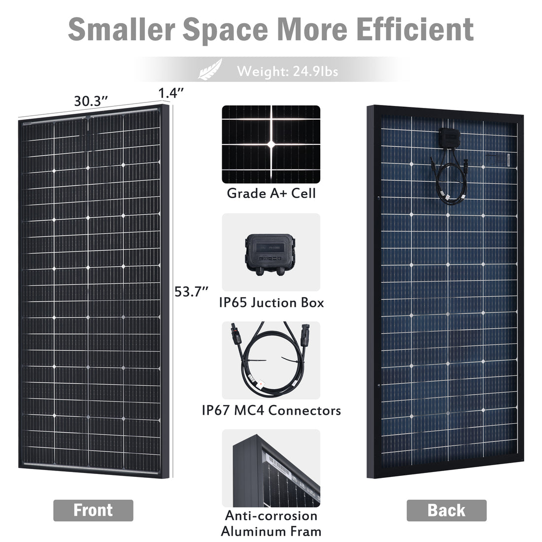 12V 200 Watt Bifacial  Solar Panel 10BB Mono High Efficiency Solar Panels