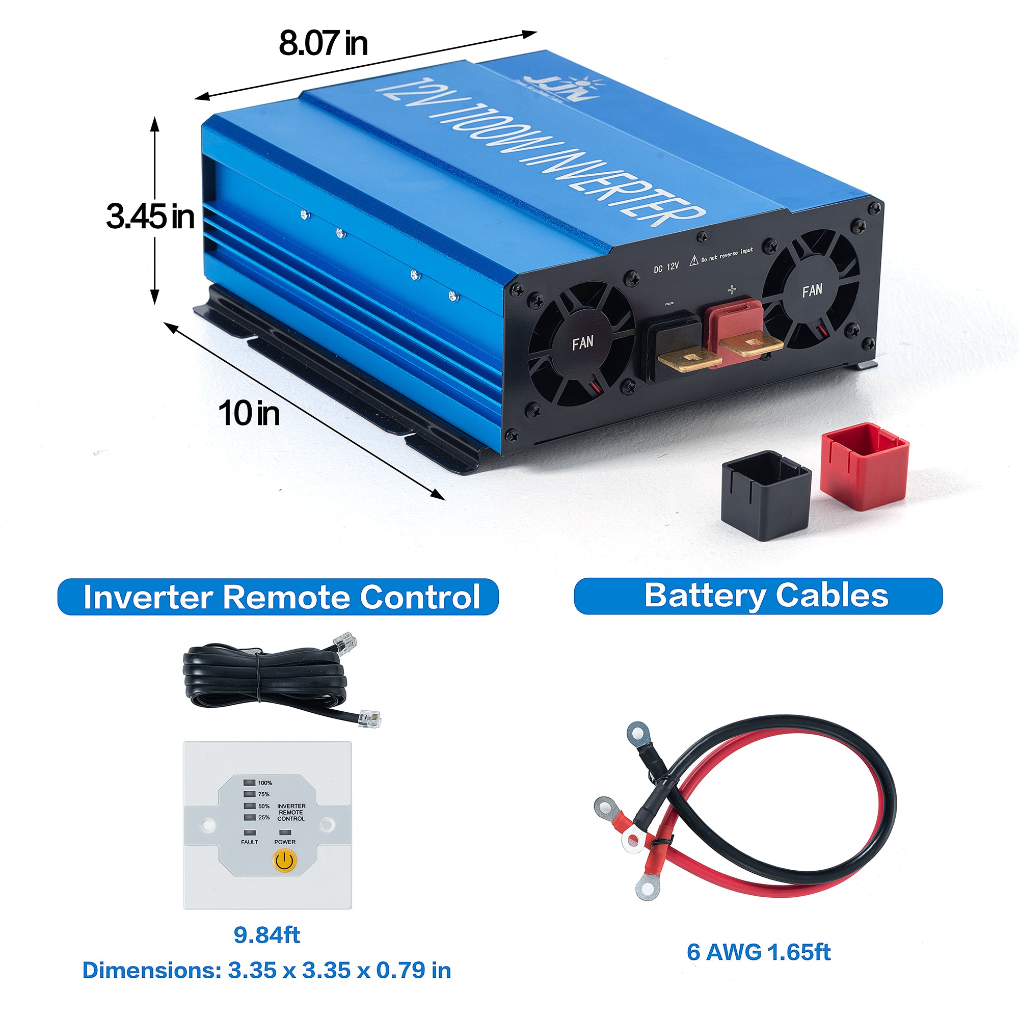 JJN Power Inverter, 1100 Watt Modified Sine Wave Inverter