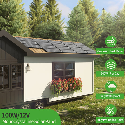 【UPGRADED】JJN 9BB Solar Panels 12V 100 Watt Solar panel High Efficiency