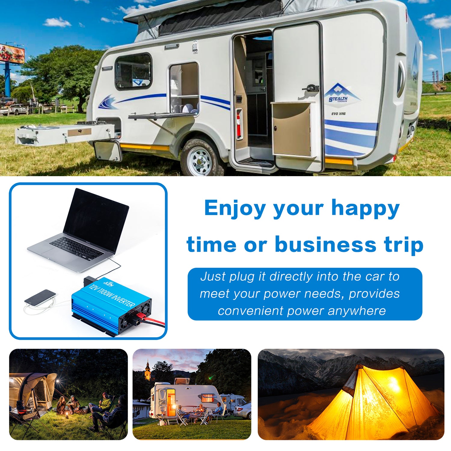 JJN Power Inverter, 1100 Watt Modified Sine Wave Inverter